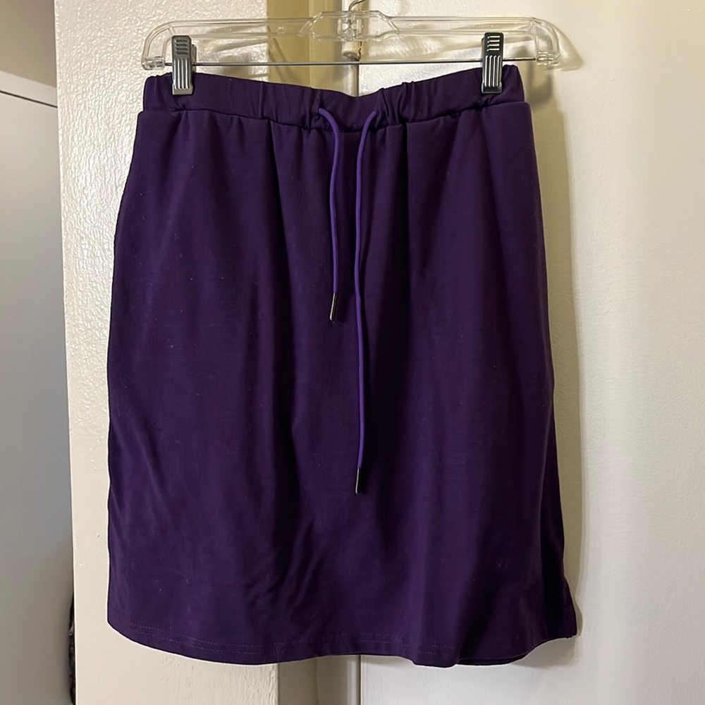 Modest purple drawstring skirt with shorts underneath size small